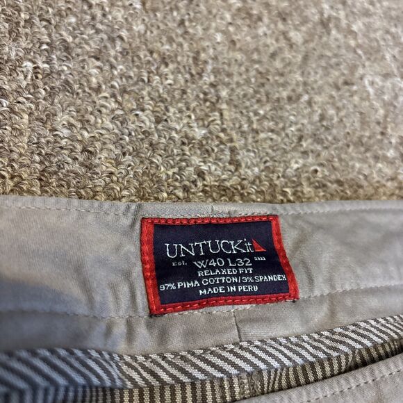 Untuckit Mens 40 x 32 Pants Grey Relaxed Fit Chino New Brand New With Tags - Picture 11 of 13